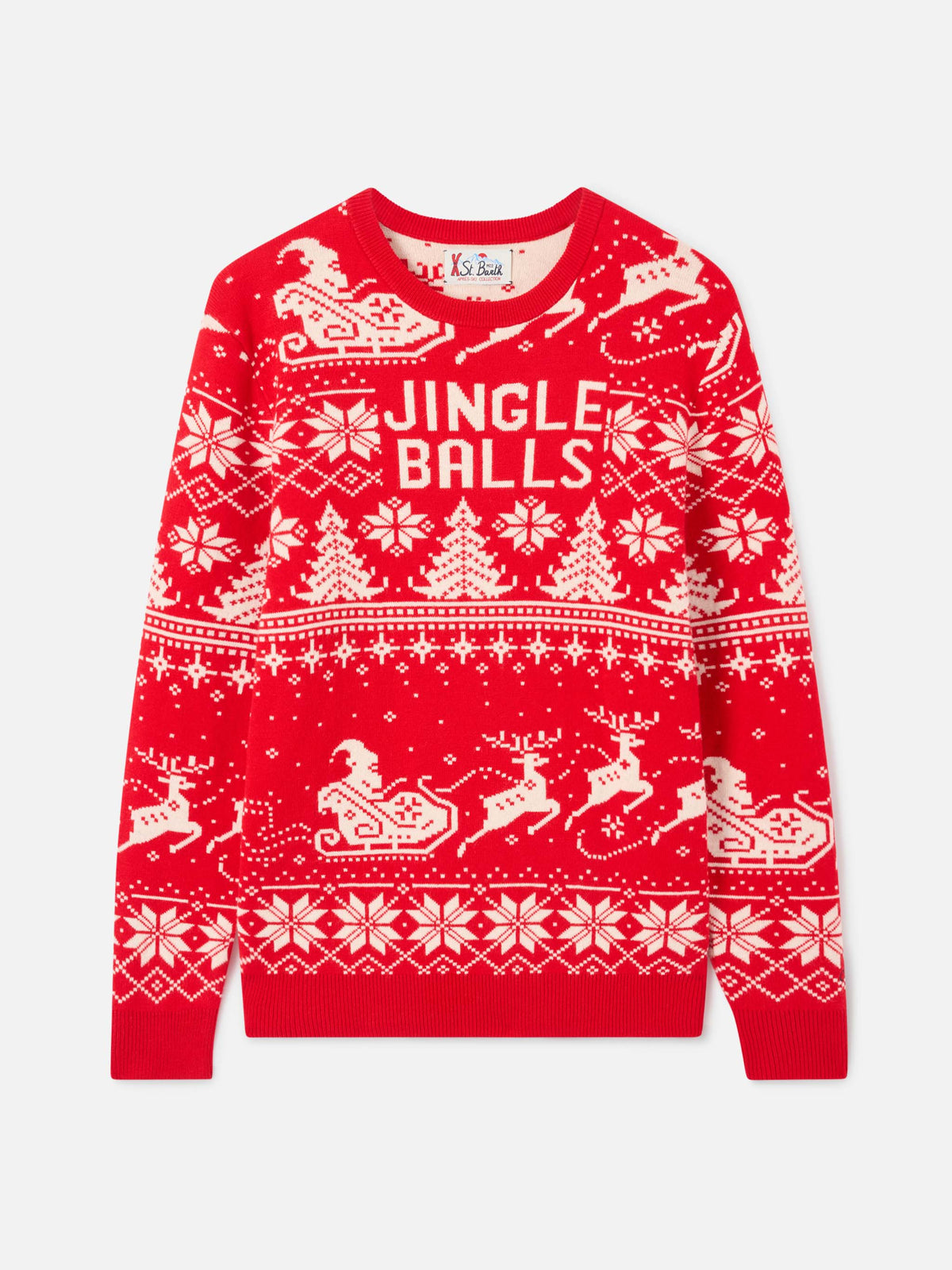Maglione Heron rosso con jacquard Jingle Balls