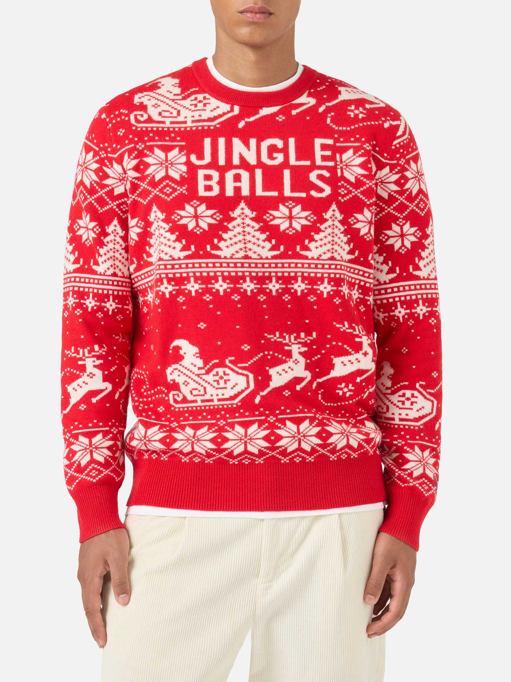 Maglione Heron rosso con jacquard Jingle Balls