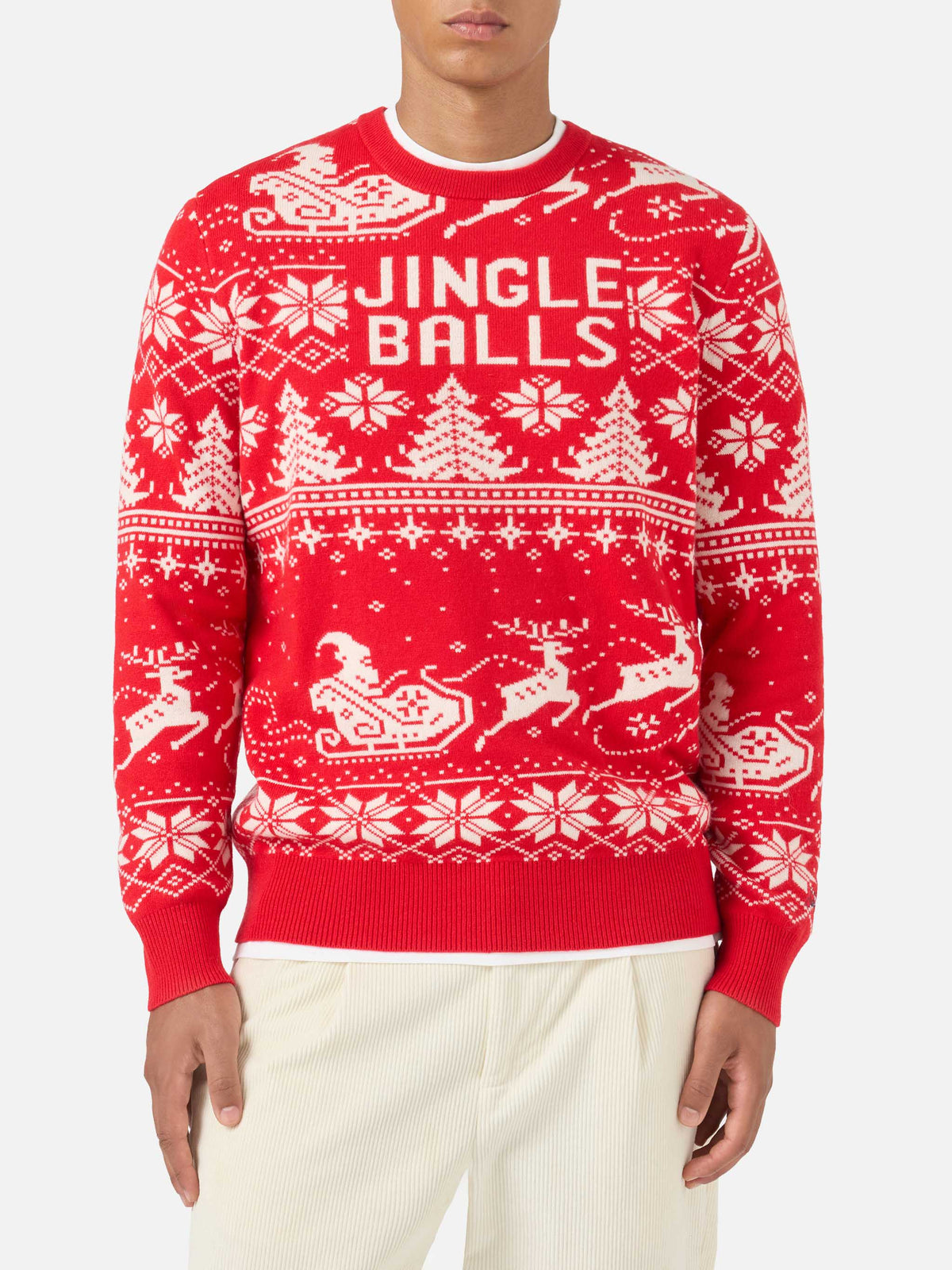 Maglione Heron rosso con jacquard Jingle Balls