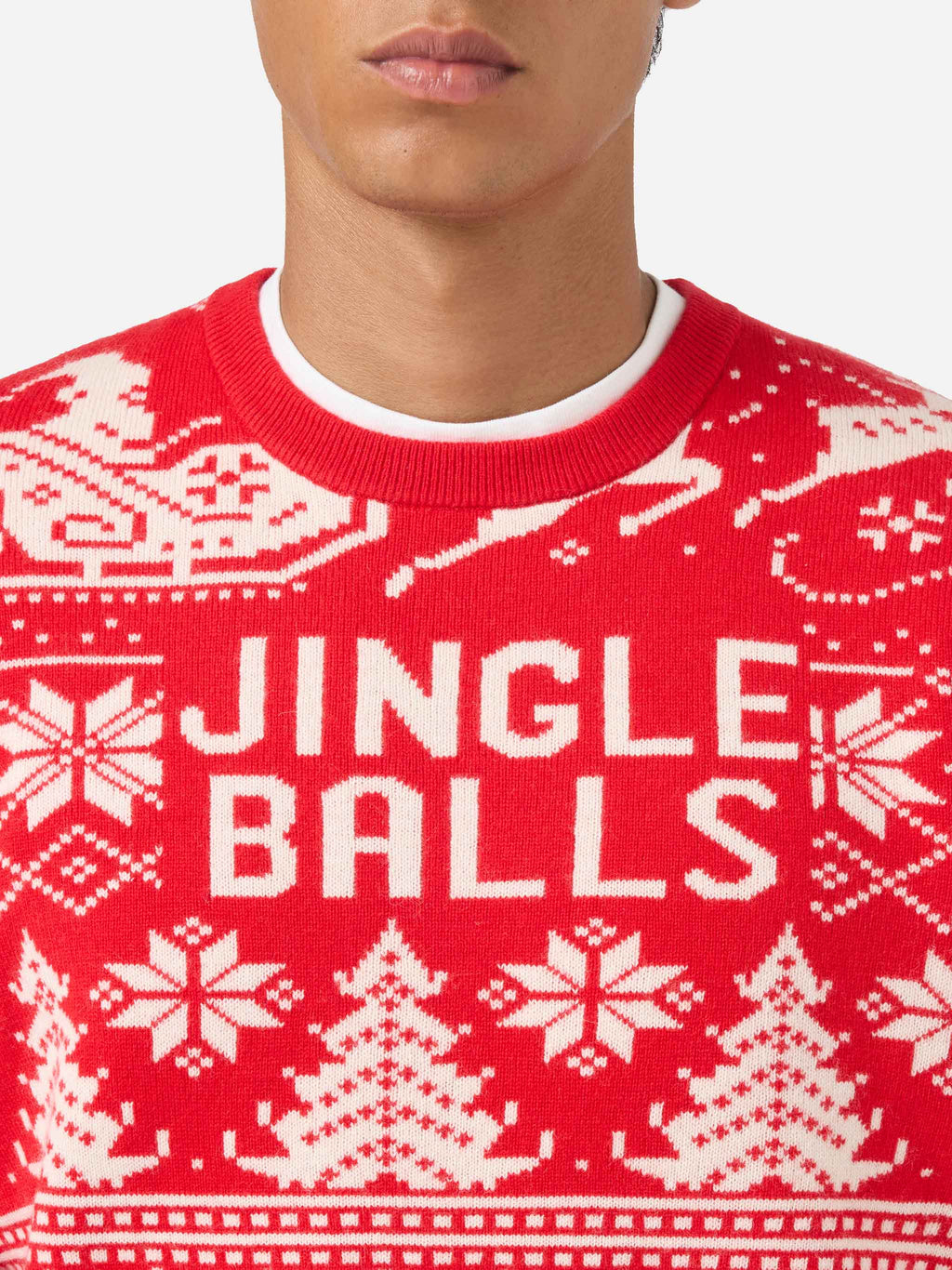 Maglione Heron rosso con jacquard Jingle Balls