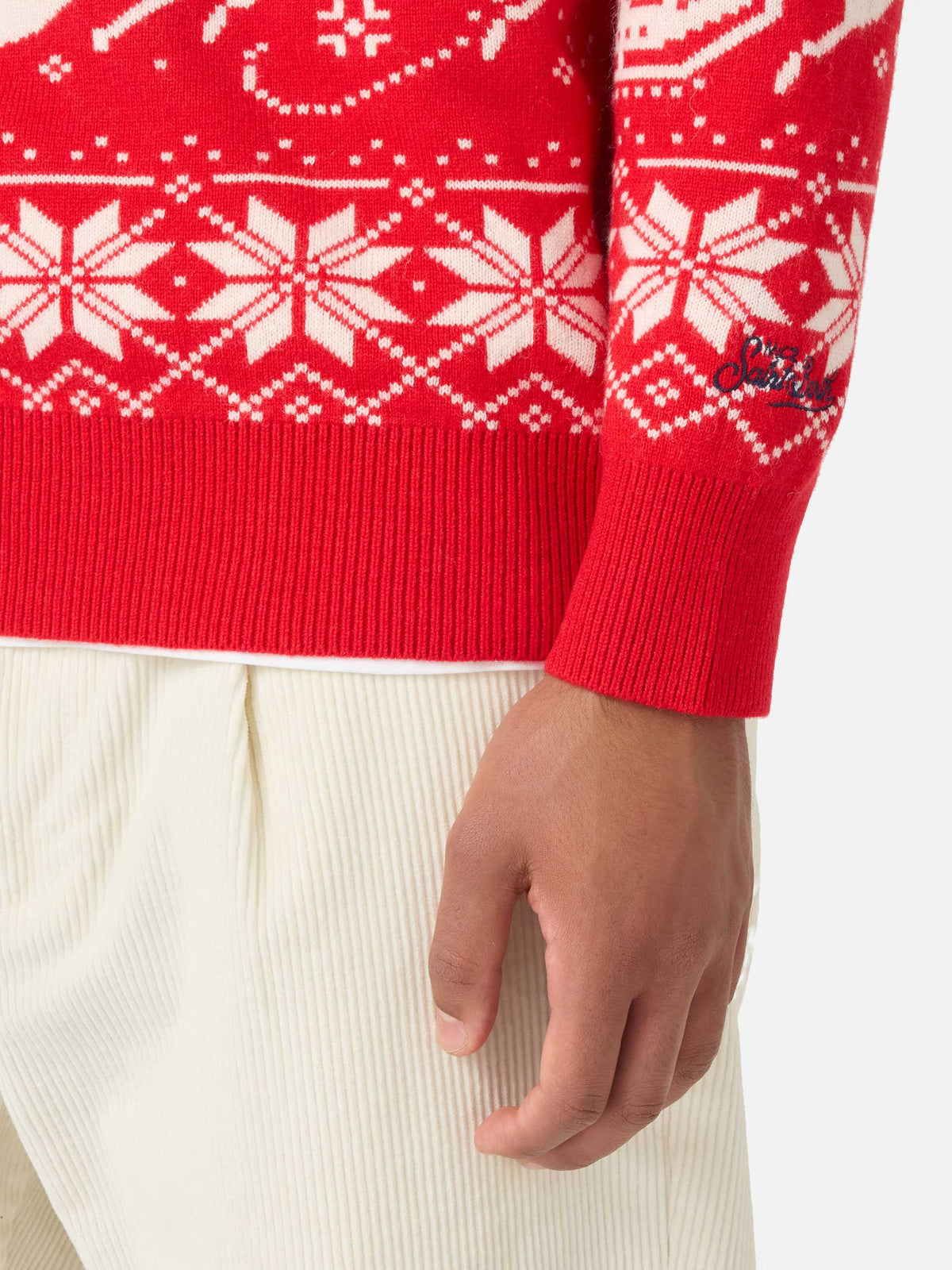 Maglione Heron rosso con jacquard Jingle Balls