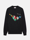 Maglia girocollo Heron Light nera con intarsio e ricamo Zio Paperone | Special edition