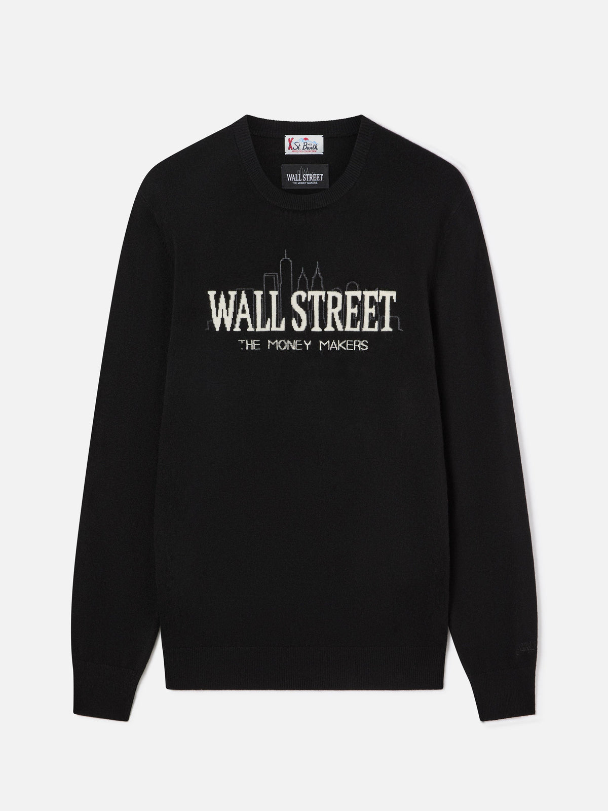 Maglia girocollo Heron Light nera con intarsio Wall Street | Special edition