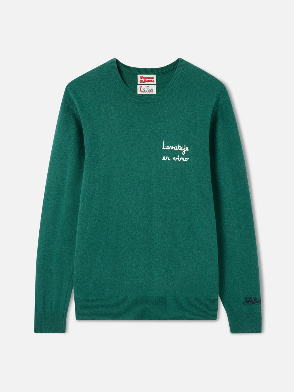 Maglione Heron Light verde scuro con ricamo Levateje er vino | Special Edition