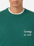 Maglione Heron Light verde scuro con ricamo Levateje er vino | Special Edition