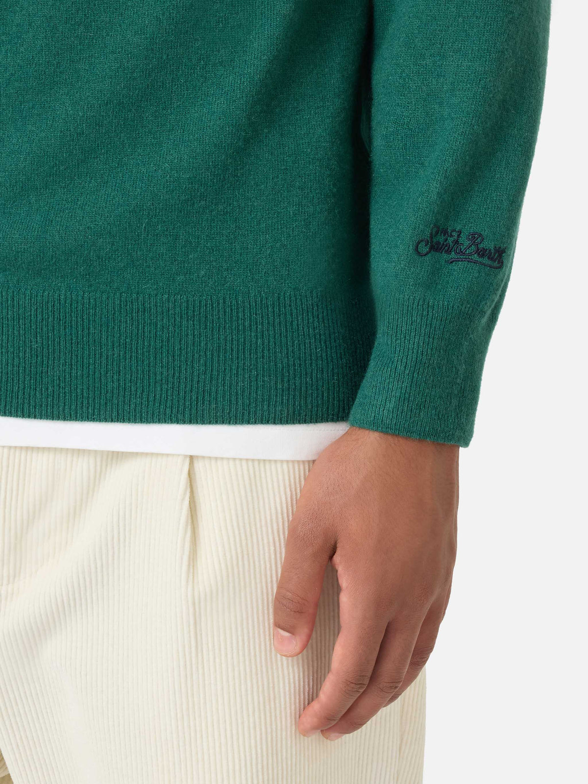 Maglione Heron Light verde scuro con ricamo Levateje er vino | Special Edition