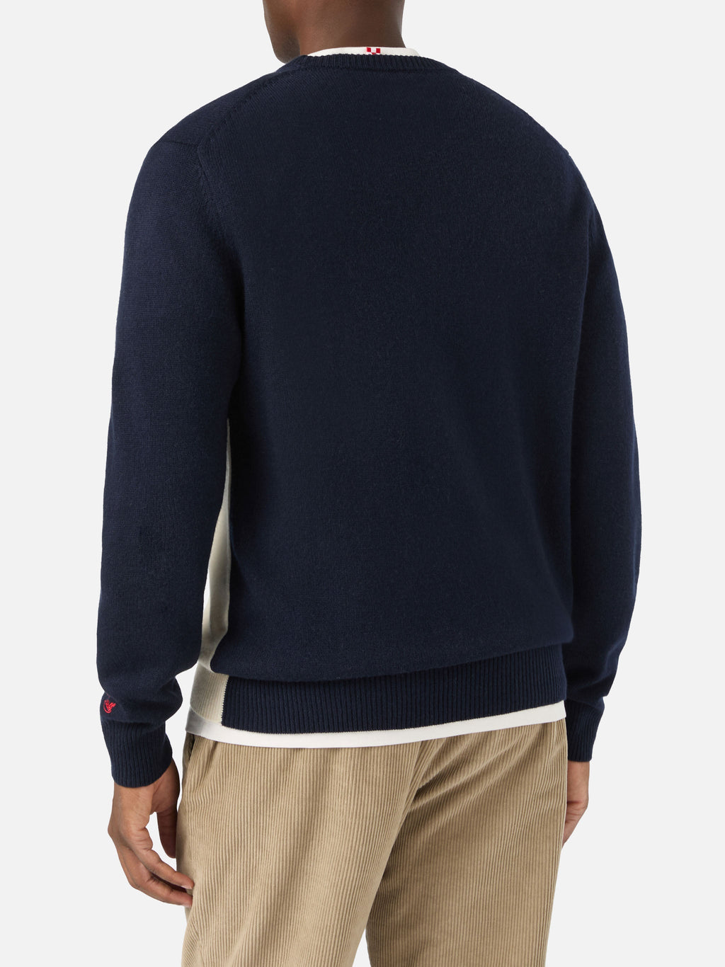 Maglia girocollo Heron blu navy con intarsio e ricamo St. Moritz | Special edition
