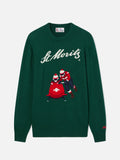 Maglia girocollo Heron verde con intarsio St. Moritz | Special edition