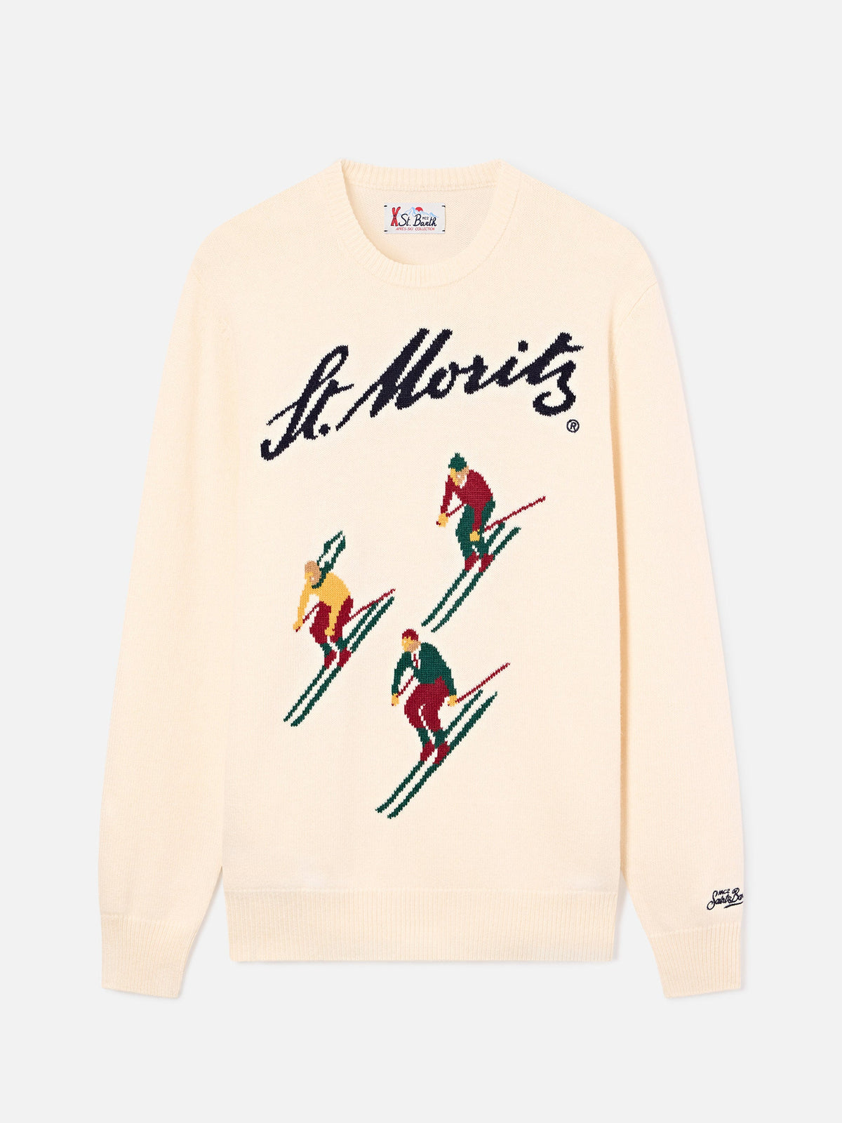 Maglia girocollo Heron grigia con intarsio St. Moritz | Special edition