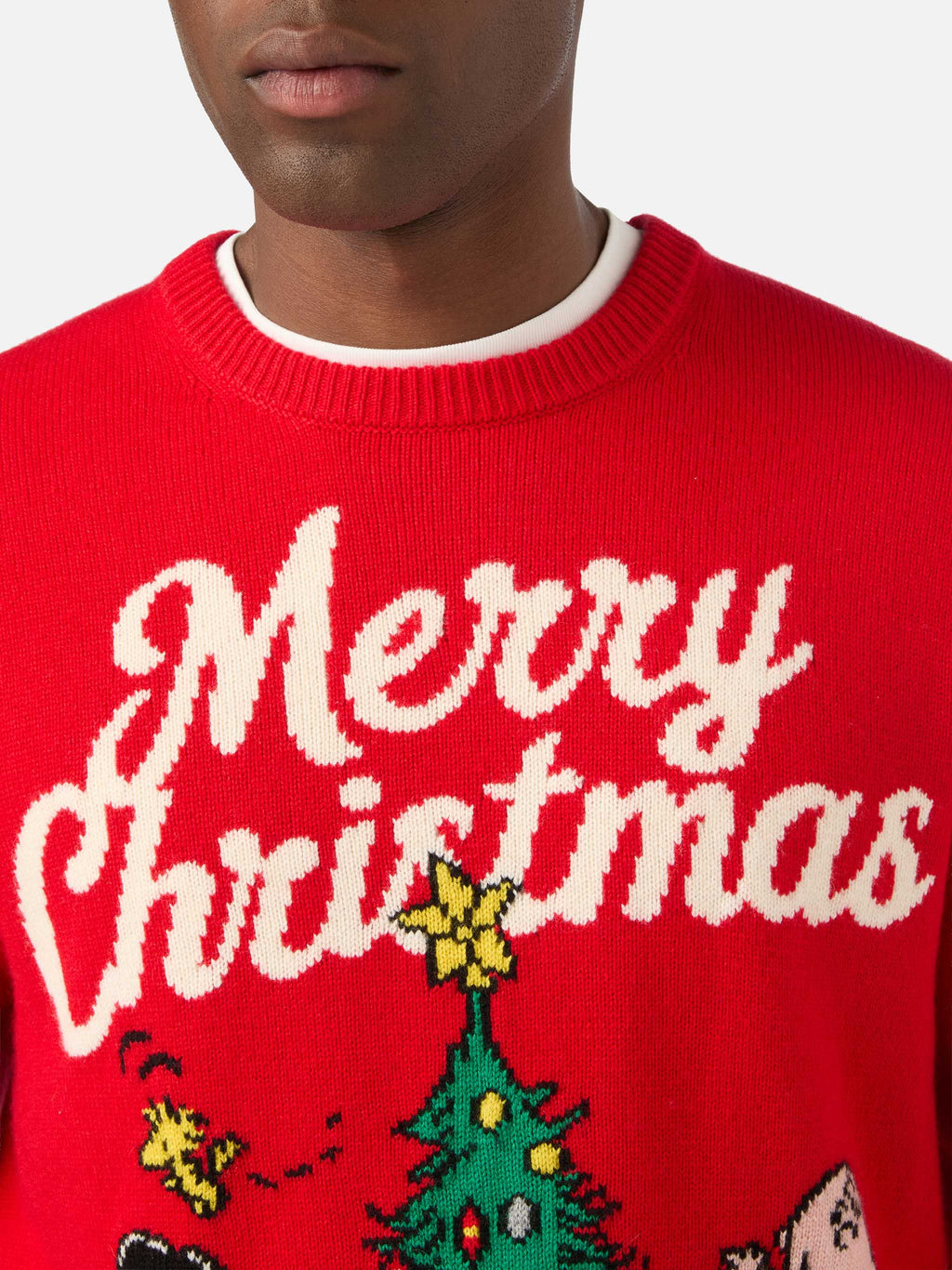 Maglia girocollo Heron rossa con intarsio Merry Christmas | Special edition