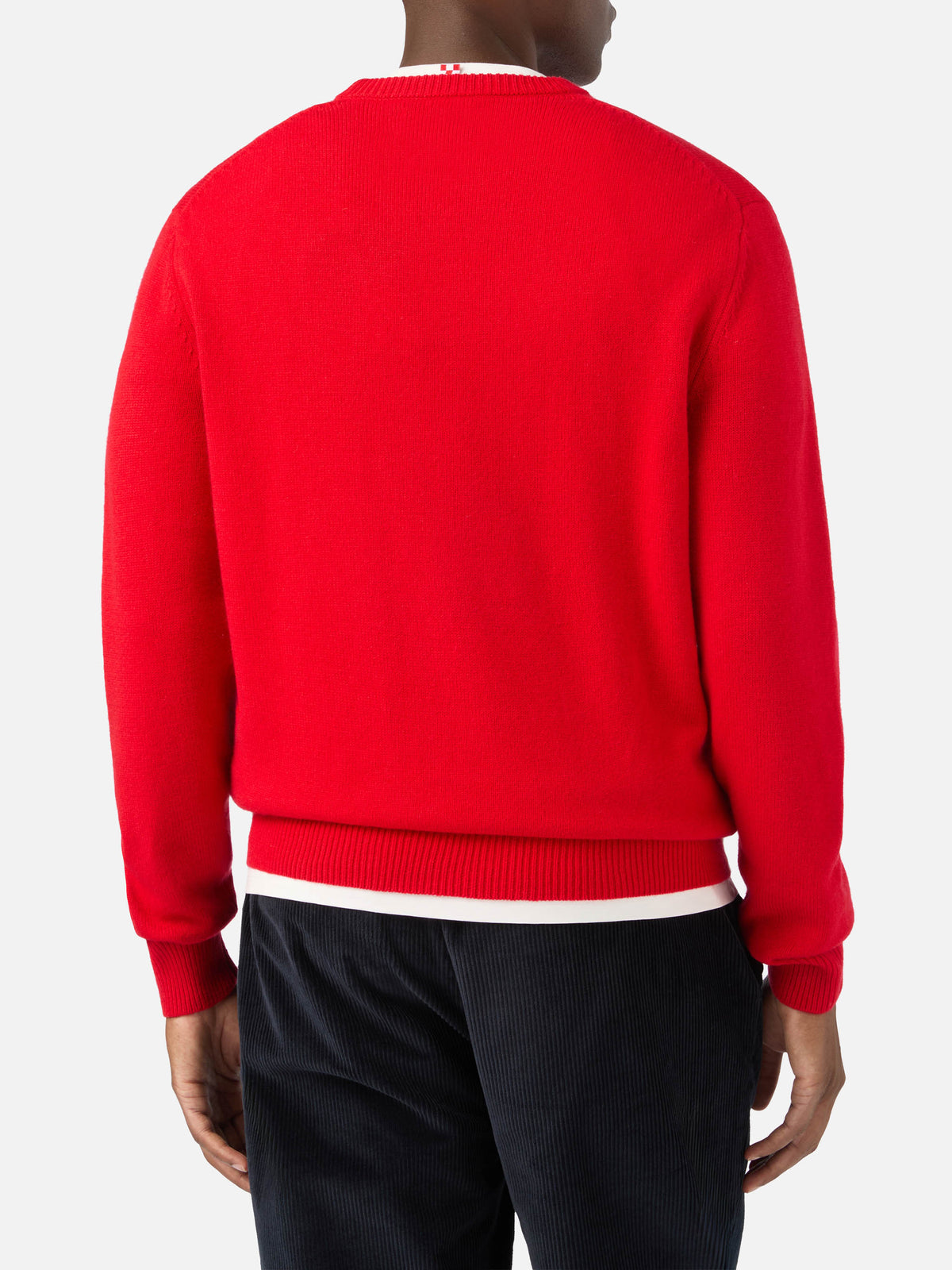 Maglia girocollo Heron rossa con intarsio Merry Christmas | Special edition