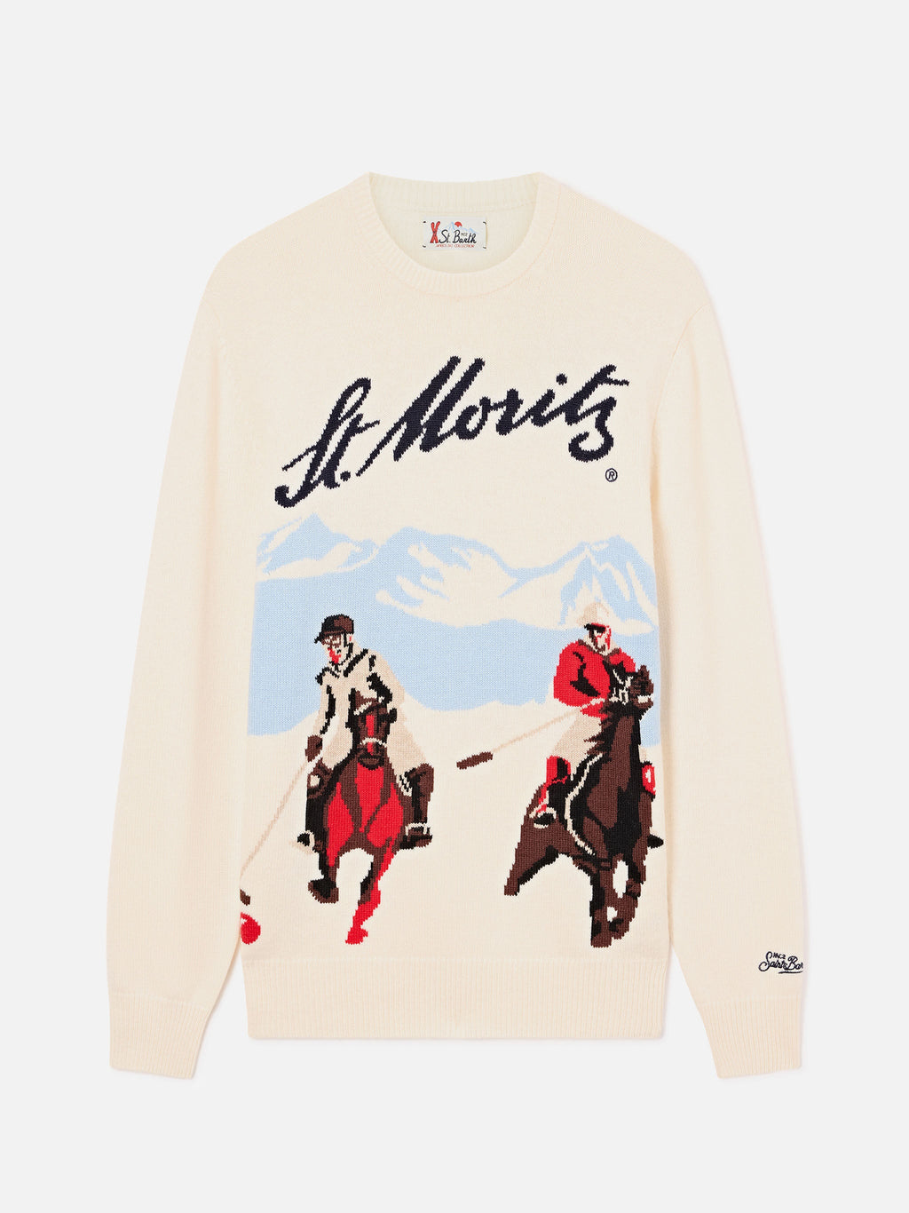 Maglia girocollo Heron grigia con intarsio St. Moritz | Special edition