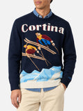 Maglione Heron blu navy con jacquard Cortina ski