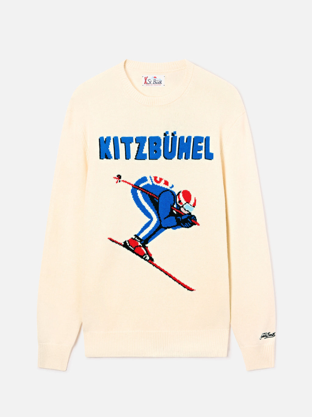 Maglia girocollo Heron grigia con intarsio Kitzbühel
