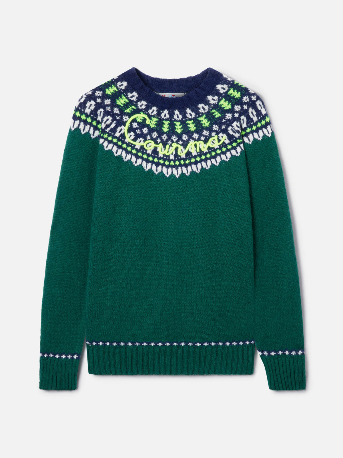 Maglione Heron Nordic Soft verde scuro con ricamo Courma