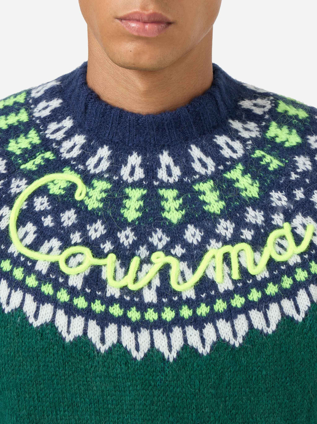 Maglione Heron Nordic Soft verde scuro con ricamo Courma