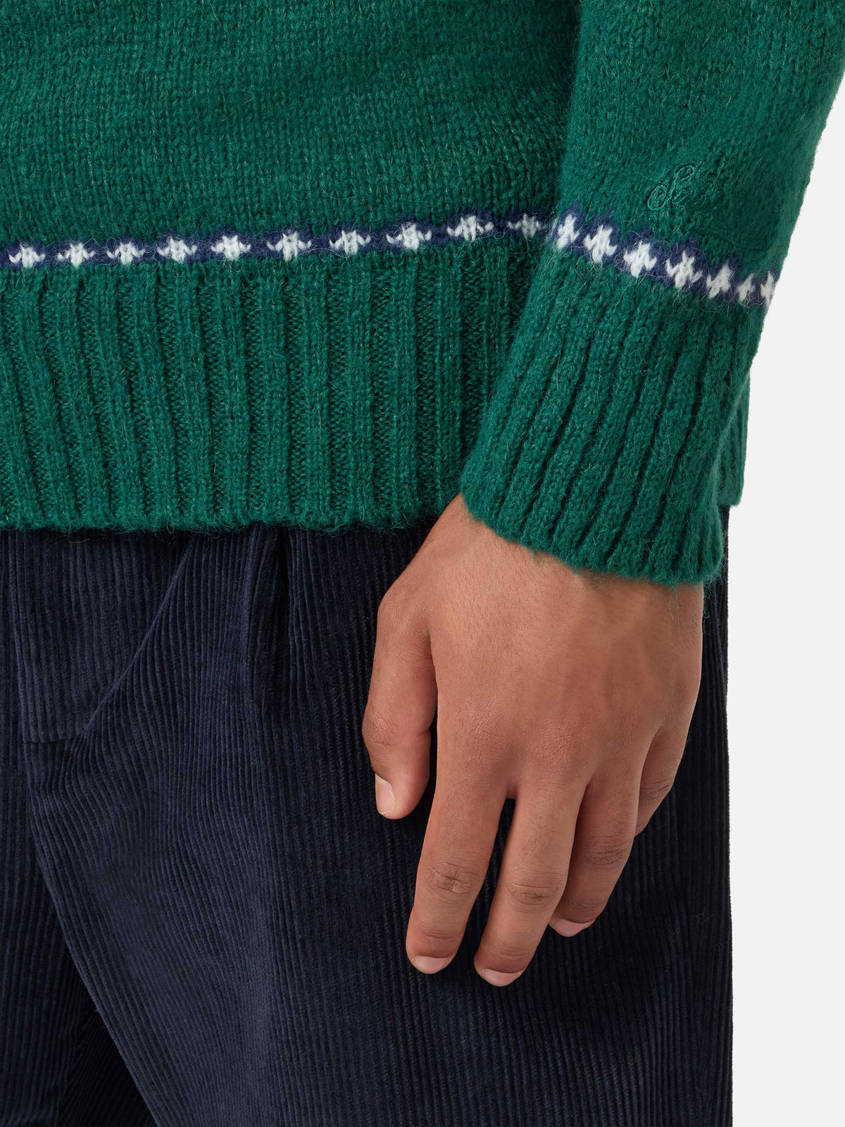 Maglione Heron Nordic Soft verde scuro con ricamo Courma