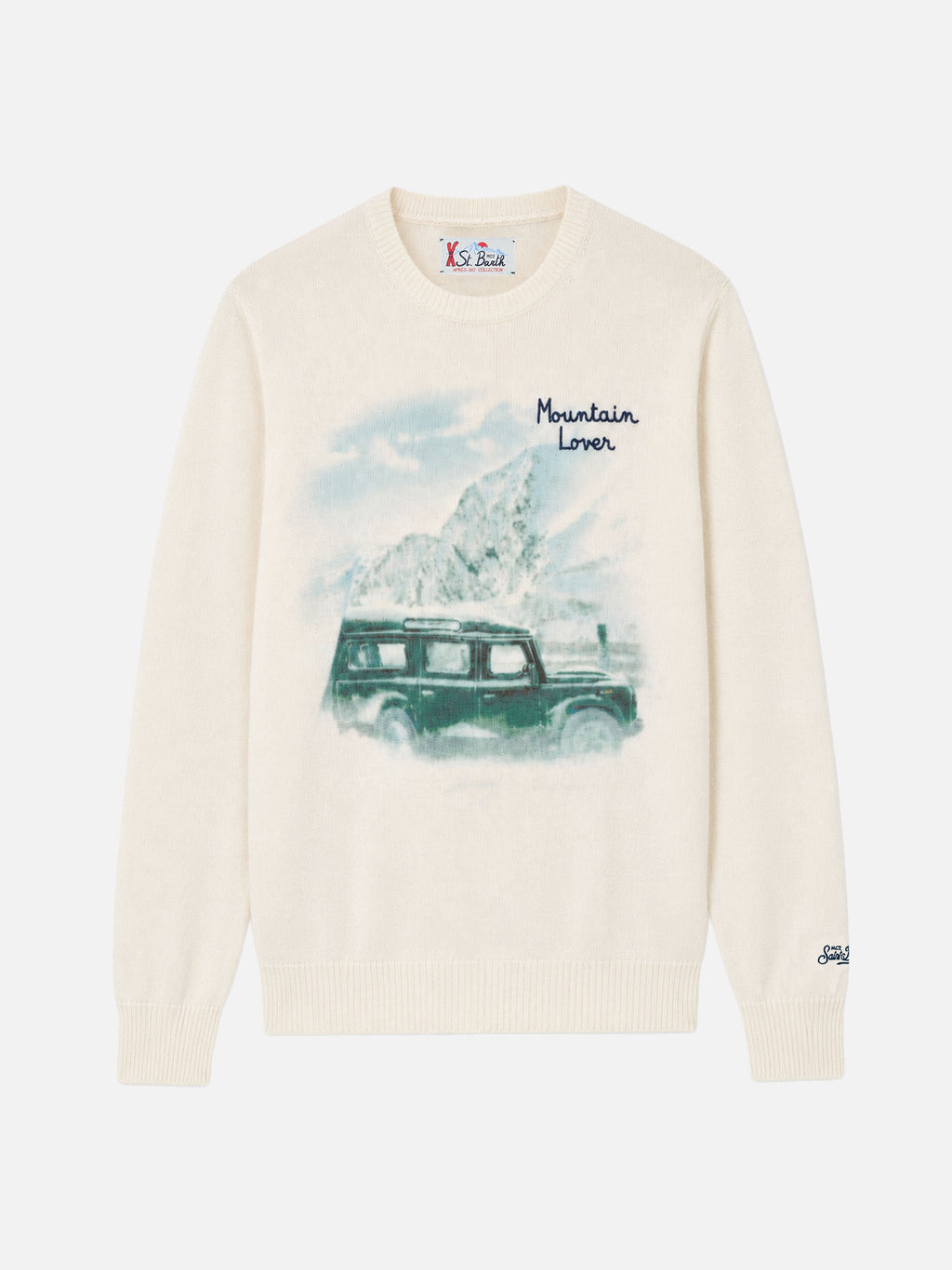 Maglione Heron bianco con jacquard Mountain Lover