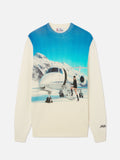 Maglia girocollo Heron grigia in misto lana e cashmere con intarsio e ricamo jet privato | Special edition