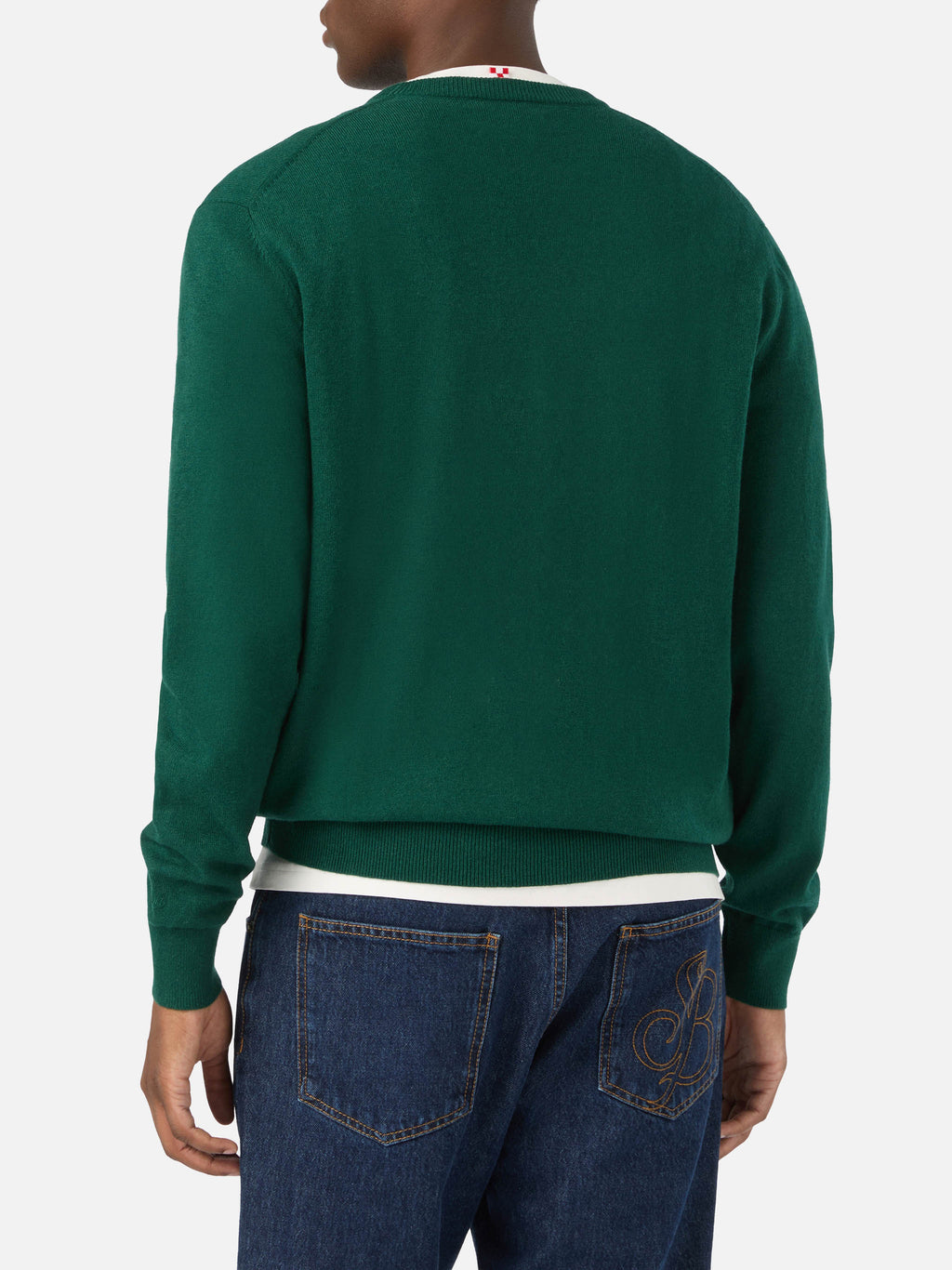 Maglia girocollo Heron Light verde in misto lana e cashmere con ricamo Zio Paperone | Special edition