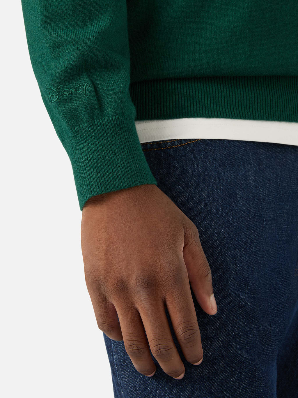 Maglia girocollo Heron Light verde in misto lana e cashmere con ricamo Zio Paperone | Special edition