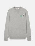 Maglia girocollo Heron Light grigia in misto lana e cashmere con ricamo Famola Strana
