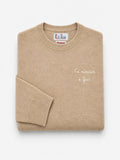 Maglia girocollo Heron Light beige in misto lana e cashmere con ricamo Ca' Nisciun È Fess | Special edition