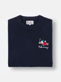 Maglia girocollo Heron Light blu navy in misto lana e cashmere con ricamo Zio Paperone | Special edition
