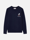 Maglia girocollo Heron Light blu navy in misto lana e cashmere con ricamo Snoopy Master Chef | Special edition