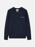 Maglia girocollo Heron Light blu navy in misto lana e cashmere con ricamo E Damme Tregua | Special edition