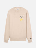 Maglia girocollo Heron Light beige in misto lana e cashmere con ricamo Amica Chips | Special edition