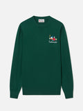 Maglia girocollo Heron Light verde in misto lana e cashmere con ricamo Zio Paperone | Special edition