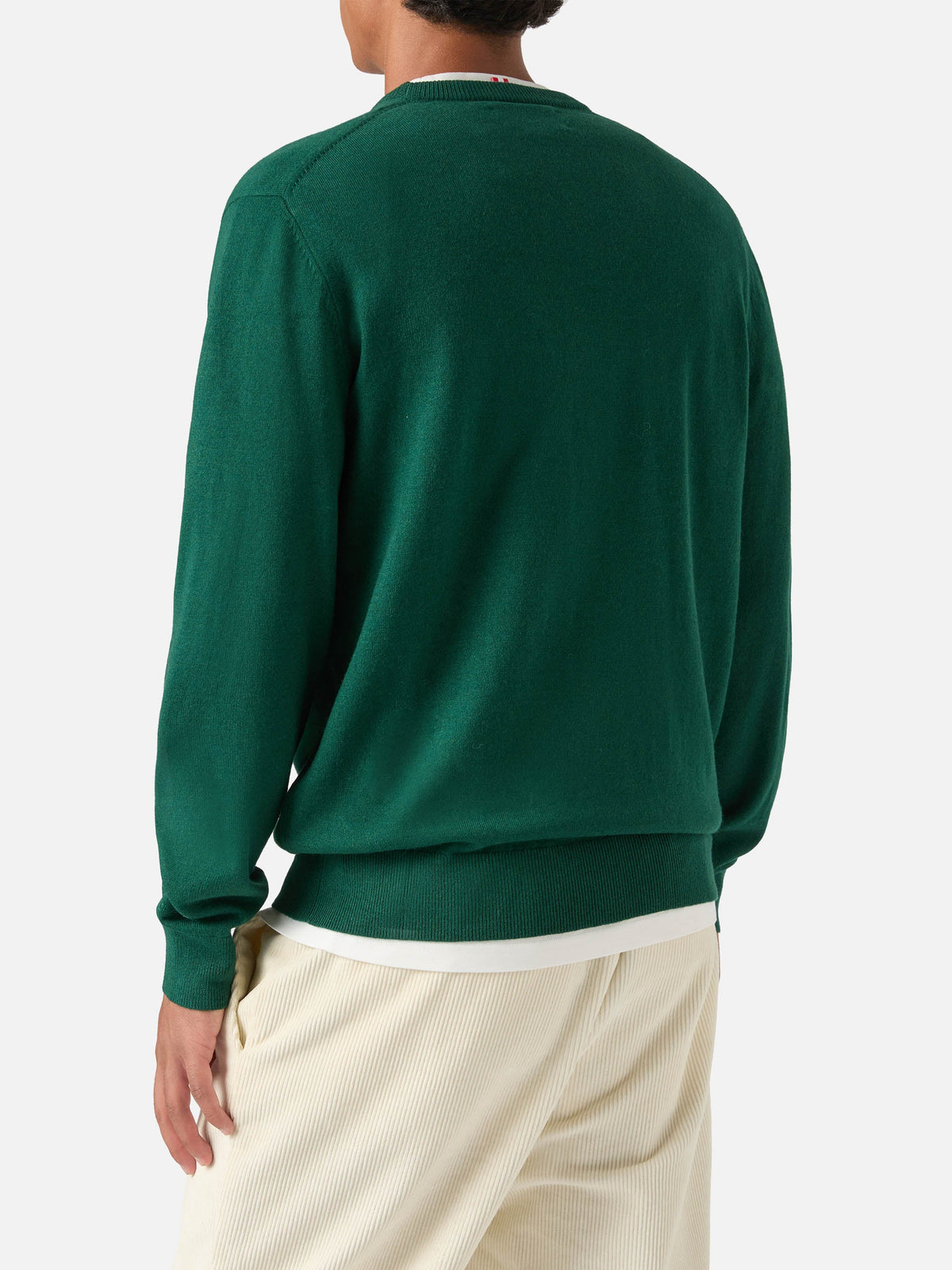 Maglia girocollo Heron Light verde in misto lana e cashmere con ricamo Zio Paperone | Special edition