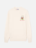 Maglia girocollo Heron Light bianco panna in misto lana e cashmere con ricamo Zio Paperone | Special edition