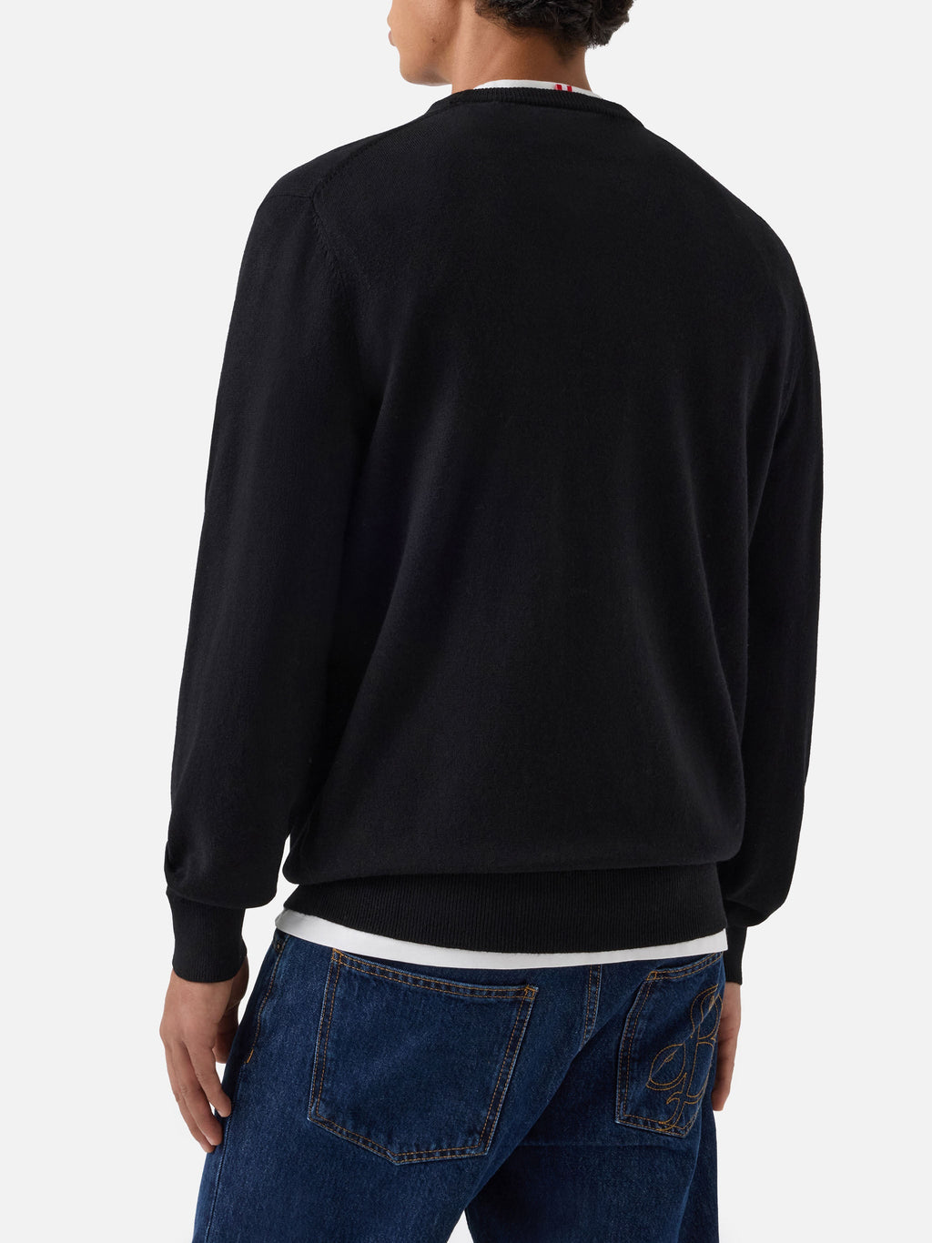 Maglia girocollo Heron Light nera in misto lana e cashmere con ricamo Rum & Cola