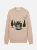 Maglia girocollo Heron beige in maglia Donegal con intarsio e ricamo Country Club
