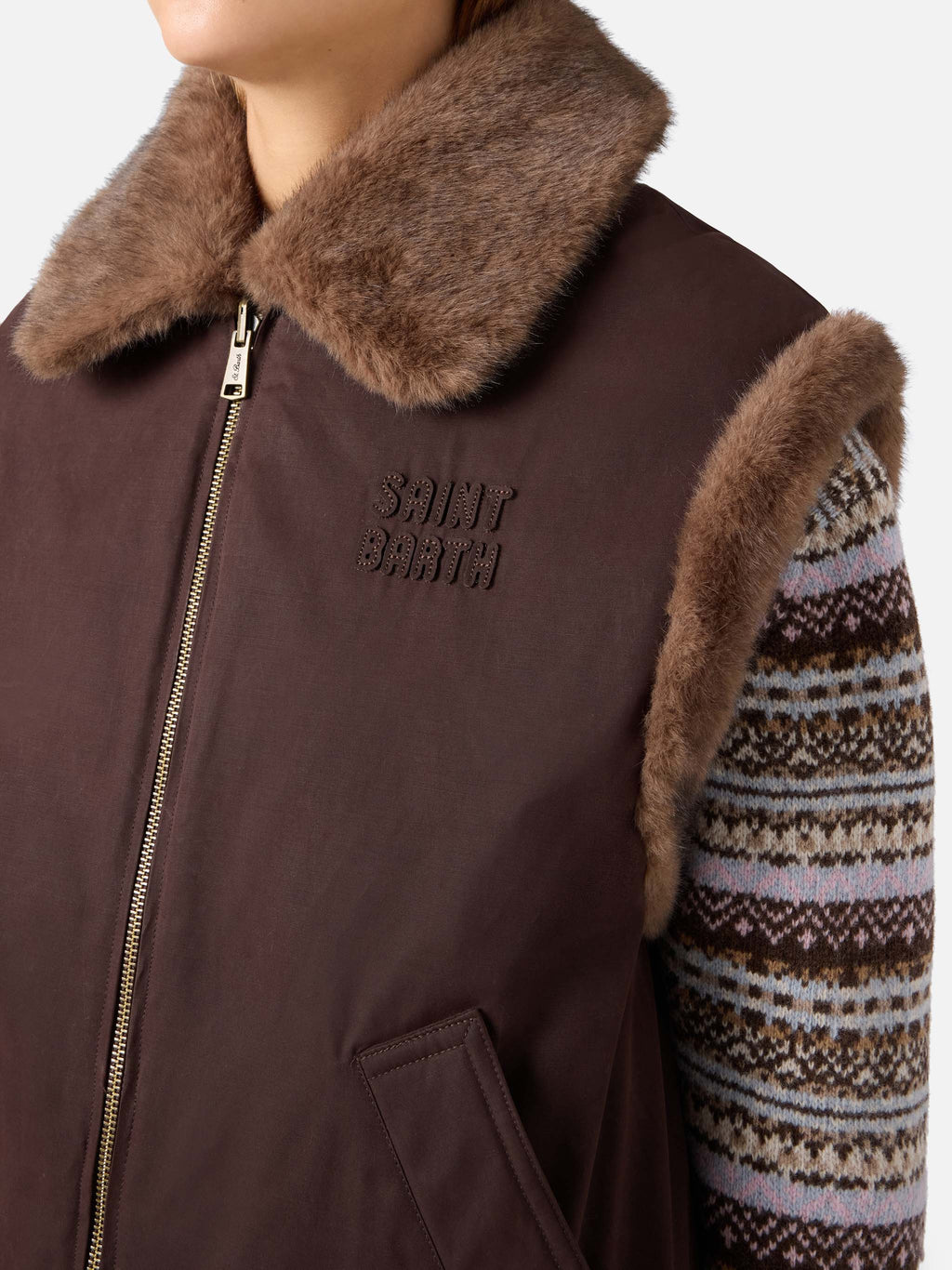 Gilet Hesketh marrone scuro reversibile in tessuto cerato product image 3