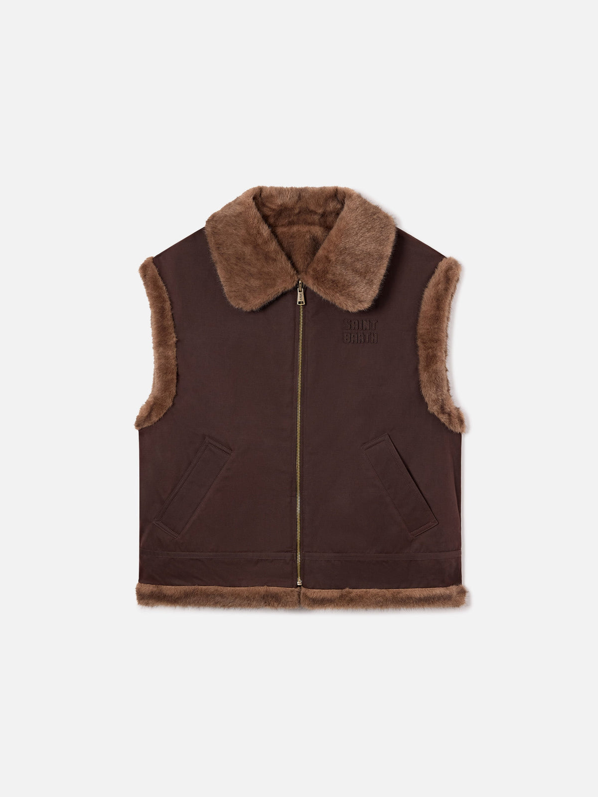 Gilet Hesketh marrone scuro reversibile in tessuto cerato product image 9