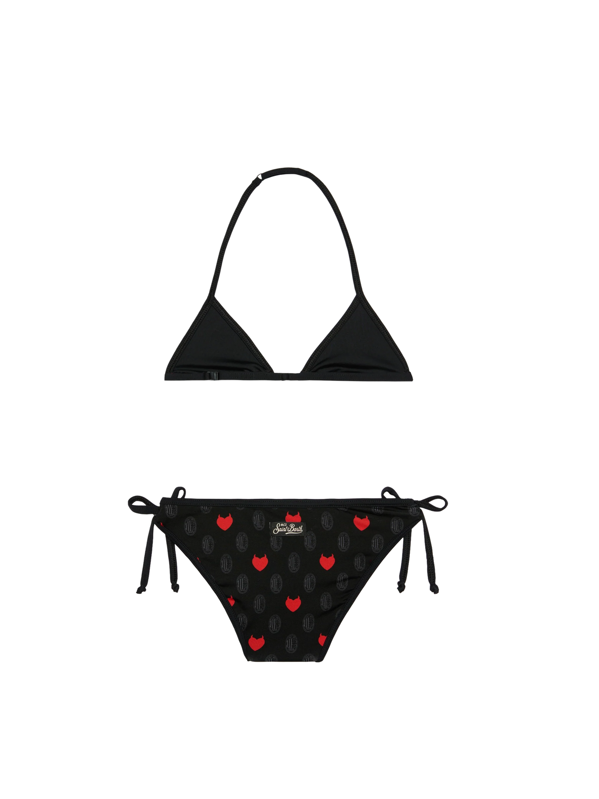 Bikini Holly String nero con stampa Milan | Special Edition