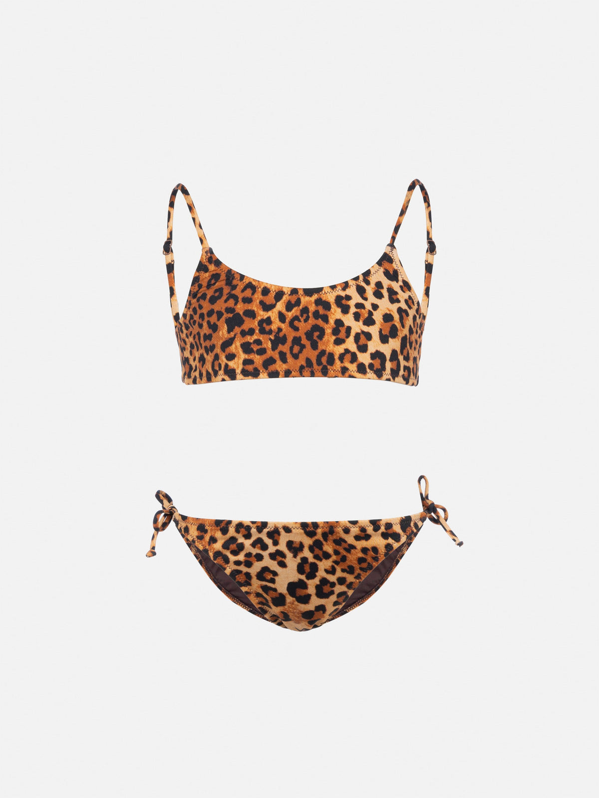 Bikini bralette Jaiden con stampa leopardo sabbia