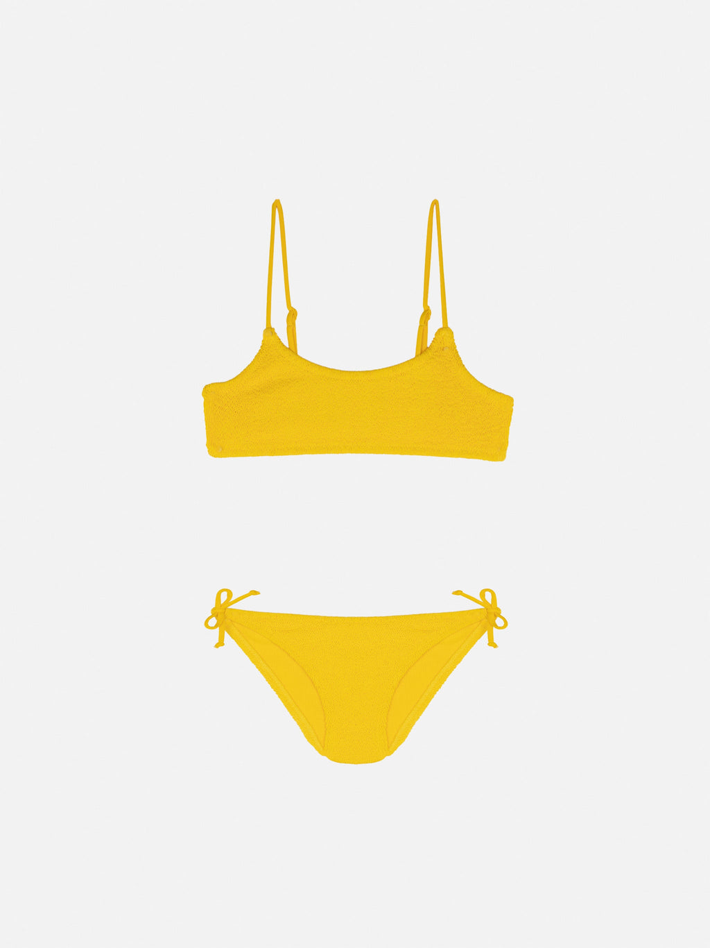 Bikini bralette Jaiden giallo in tessuto crinkle
