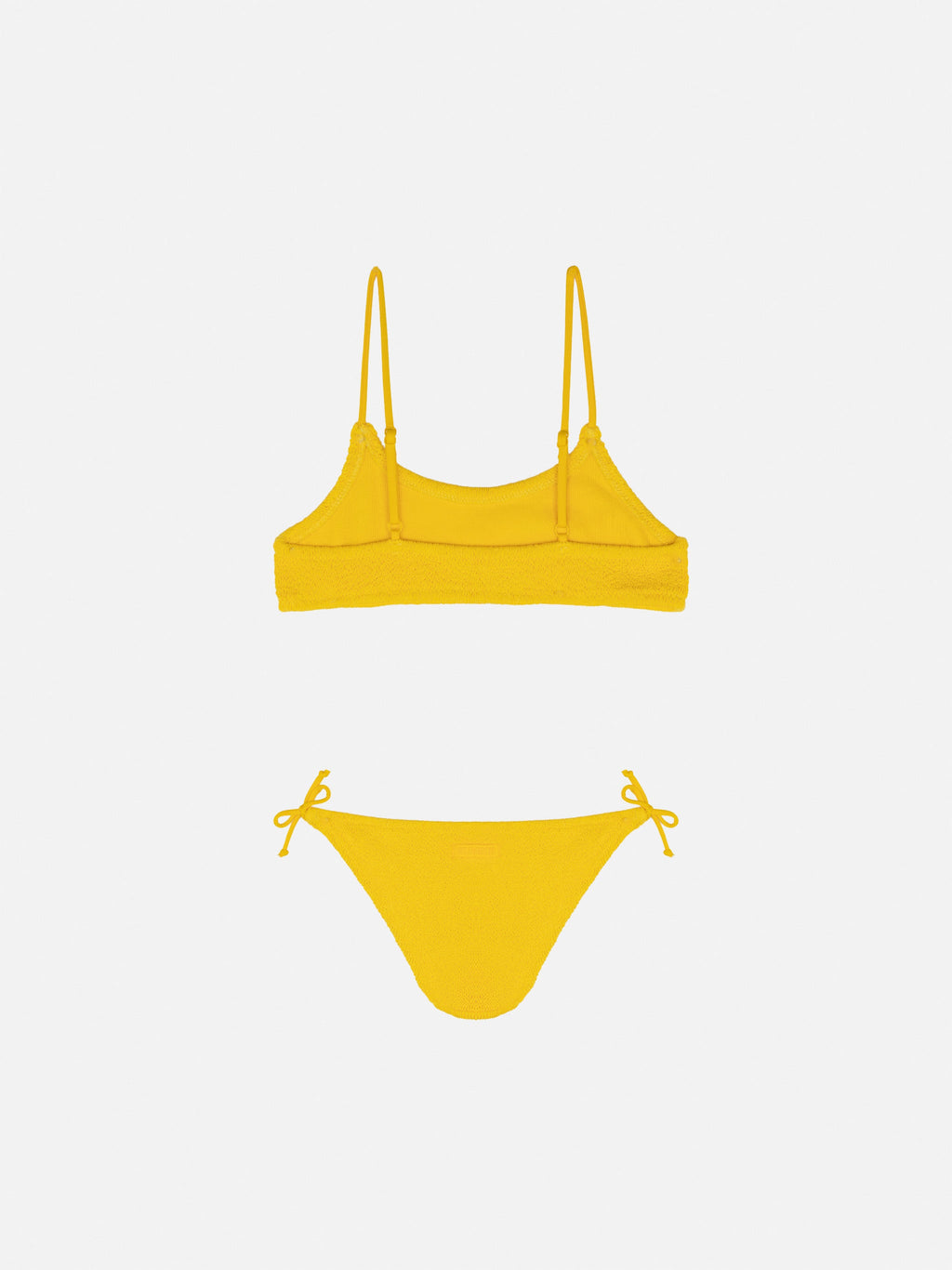 Bikini bralette Jaiden giallo in tessuto crinkle