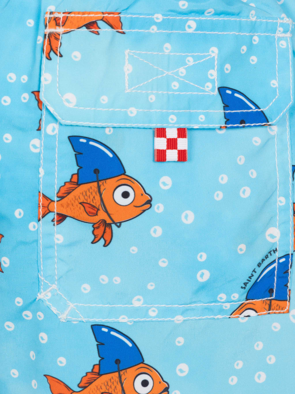 Costume mare Jean azzurro con stampa finti squali