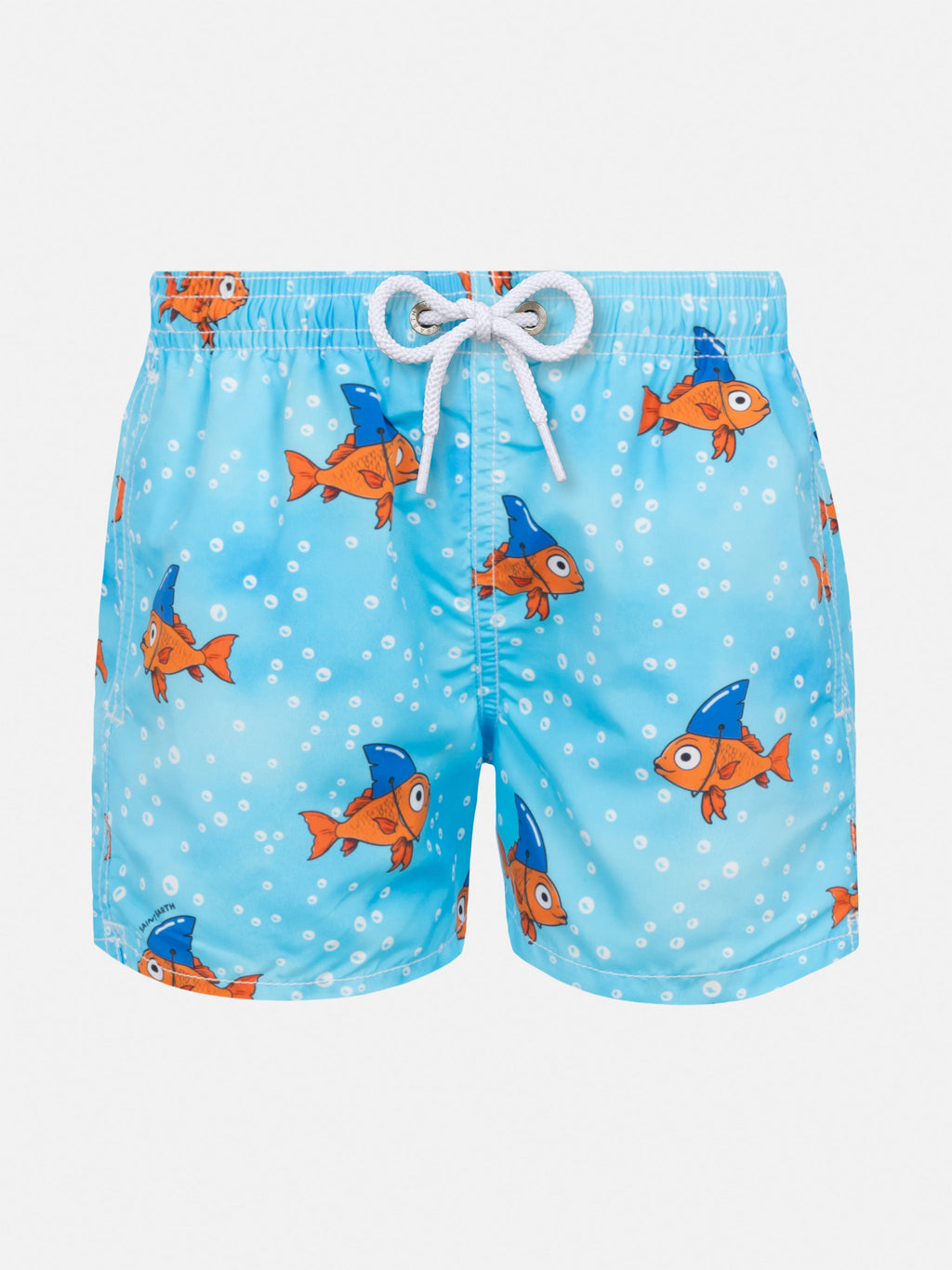 Costume mare Jean azzurro con stampa finti squali