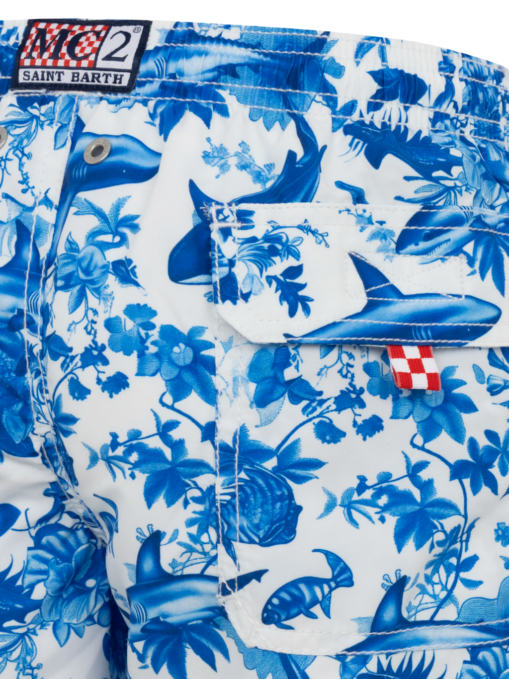 Costume mare Jean bianco con stampa squali toile de Jouy | Special Edition