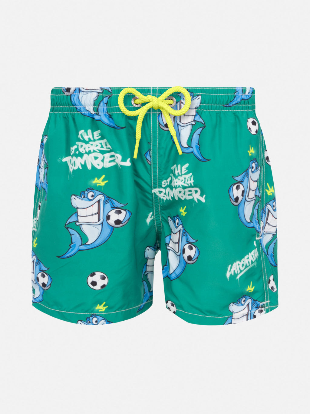 Costume mare Jean Lighting verde scuro con stampa squali | Special Edition