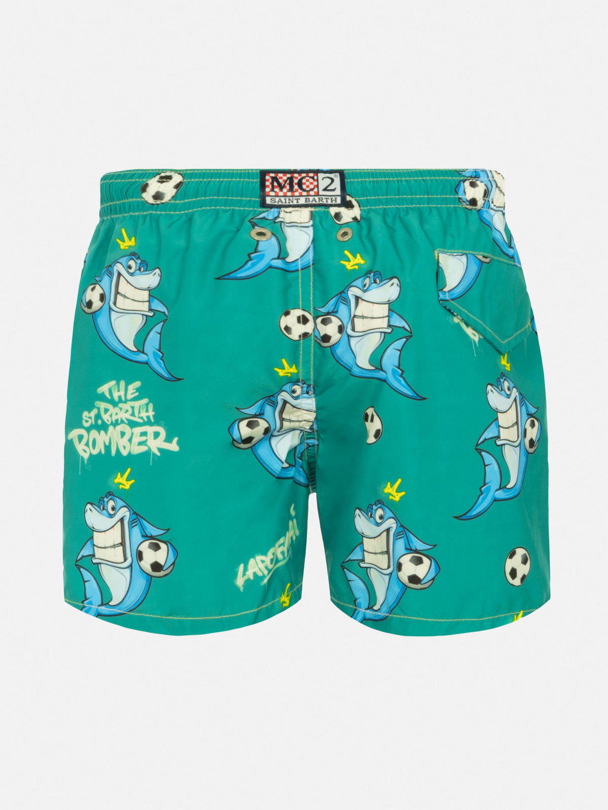Costume mare Jean Lighting verde scuro con stampa squali | Special Edition