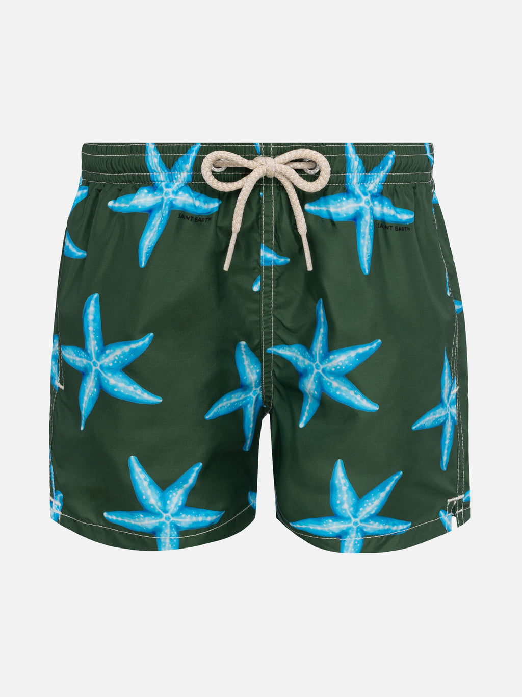 Costume mare Jean Lighting verde militare con stampa stelle marine
