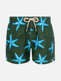 Costume mare Jean Lighting verde militare con stampa stelle marine