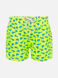 Costume mare Jean Lighting giallo fluo con stampa squali
